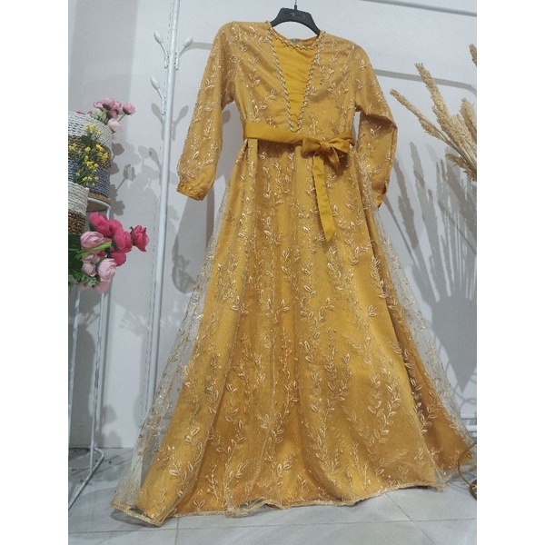 JELITHA GAUN PESTA / Full Tulle bordir aplikasi payet / baju kondangan / wisuda / bridesmaids