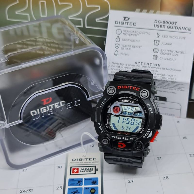 Jam Tangan Pria Digital DIGITEC DG-5900T Rubber Original