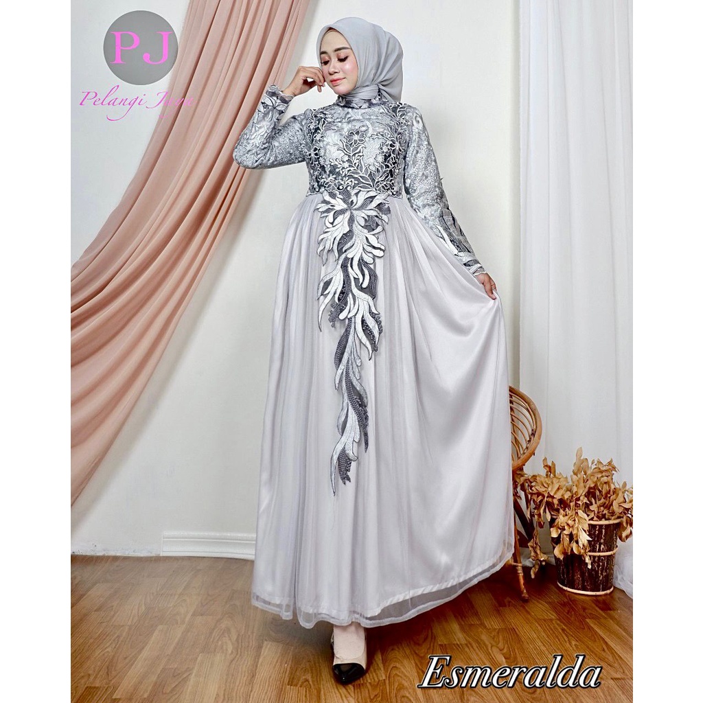 GAMIS PESTA BORDIR TILLE ESMERALDA/ GAMIS KEBAYA ORIGINAL PELANGI JAYA/ GAMIS CANTIK MEWAH/ GAMIS PE
