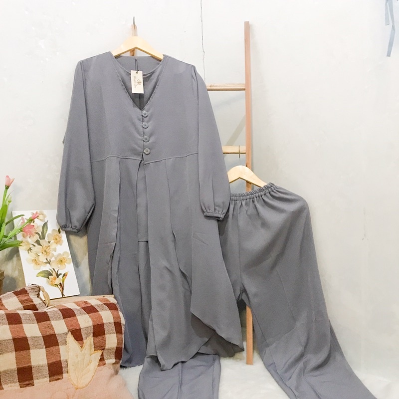 ONE SET SETELAN SETCEL LONG TUNIK WANITA SHAKILA SYAKILA