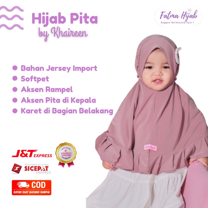 KHAIREEN - Hijab Pita by Khaireen | Hijab Anak Lucu | Hijab Anak Instan Adem (0-5 tahun)