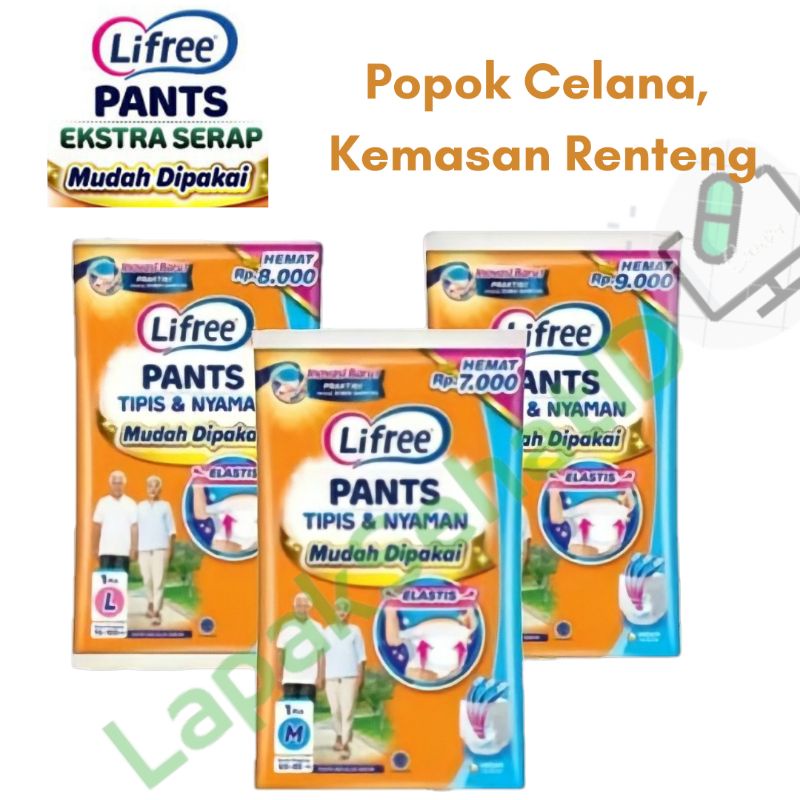 Lifree Pants - Popok Celana Kemasan Renteng ukuran M, L, dan XL