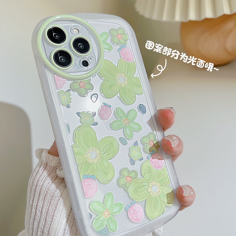 Case Pelindung Transparan Motif Bunga Strawberry Untuk Iphone 13 7 8 Plus SE 2020 XS XR 11 12 PRO MAX