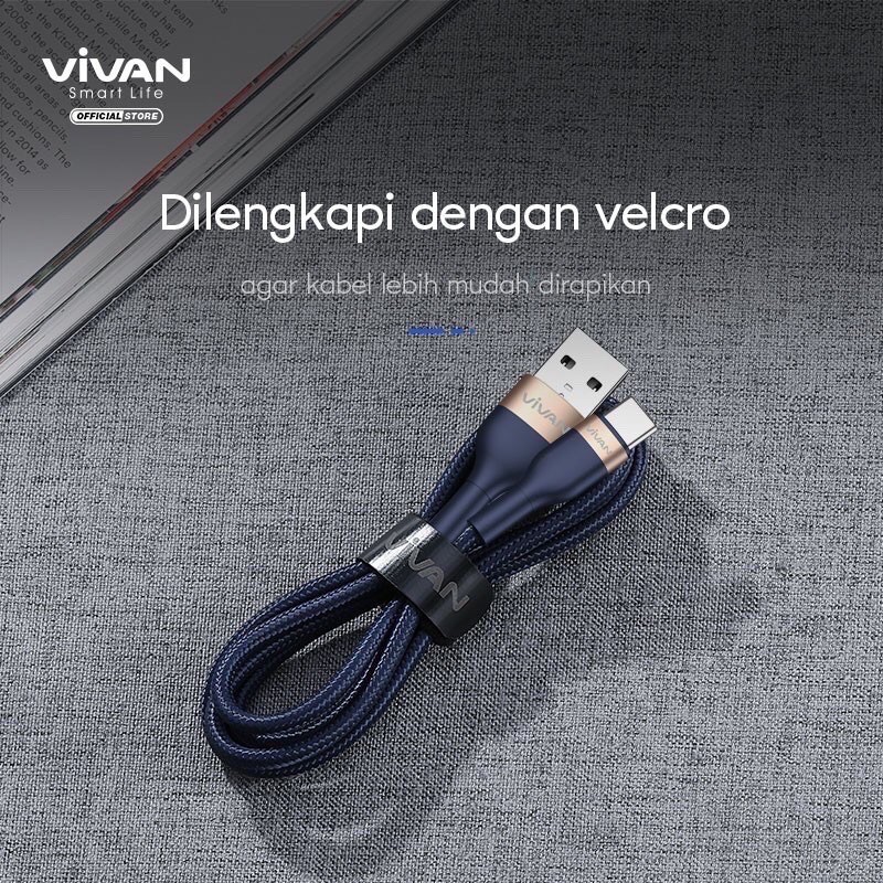 Kabel Data VIVAN 3Q Micro Type C Iphone 100cm Nilon Fast Charging 3A VXM 100 VXC100 VXL100