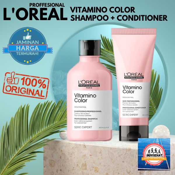 LOREAL Serie Expert Vitamino Color Shampoo Conditioner Set - Shampo Kondisioner Perawatan Pelembab Rambut Berwarna Diwarnai