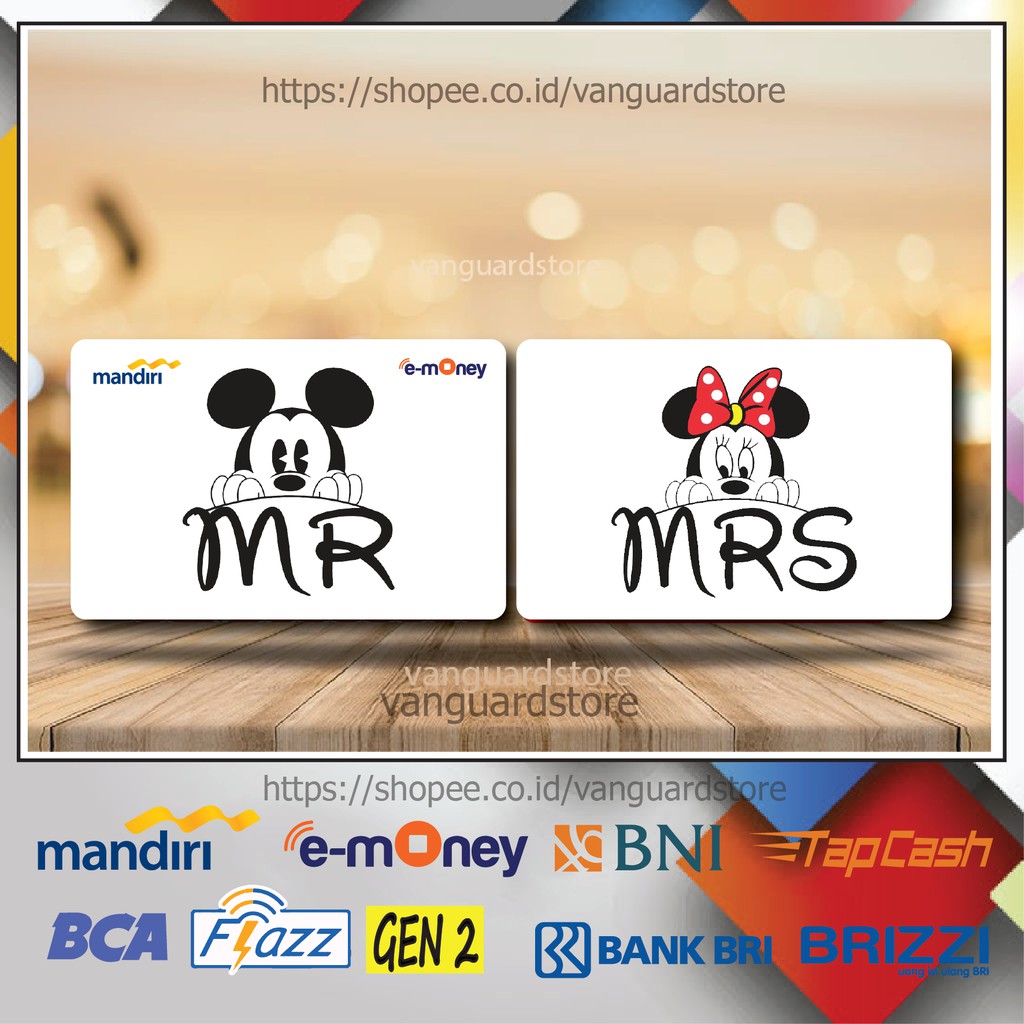 KARTU E MONEY E TOLL MR MICKEY &amp; MRS MINNIE ANIME 12 EMONEY MANDIRI FLAZZ TAPCASH BRIZZI BRI-2 SISI