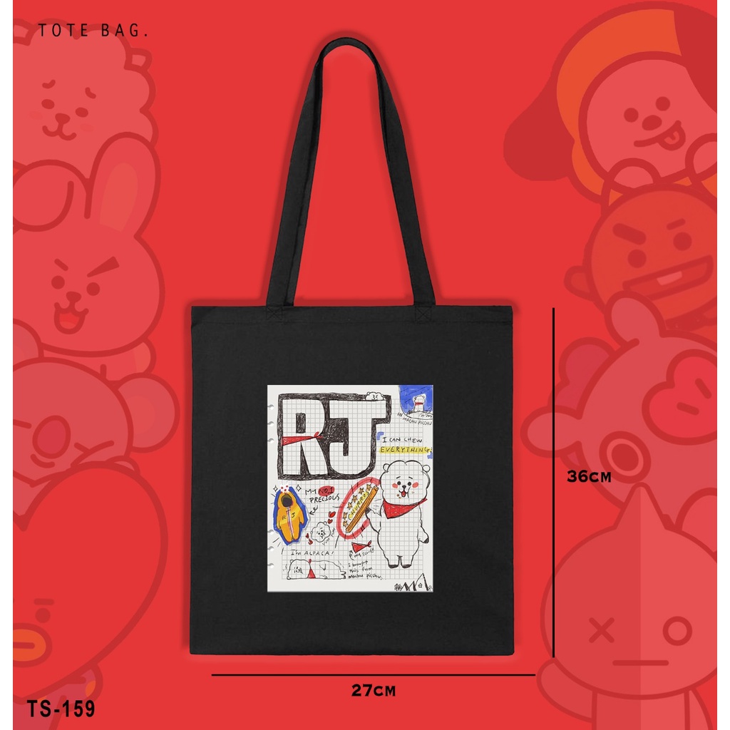 TOTE BAG WANITA / BAHAN KANVAS / REAL PICTURE / BT21 EDITION / HITS / TERMURAH / SOUVENIR CUSTOM GAMBAR