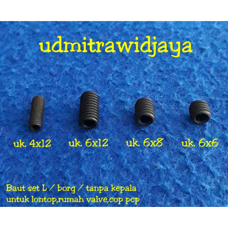 Baut L lontop uk 4x12 baut rumah valve baut L cop pcp PCP Uk. 6x6 6x8 6x12 baut tanpa kepala set L