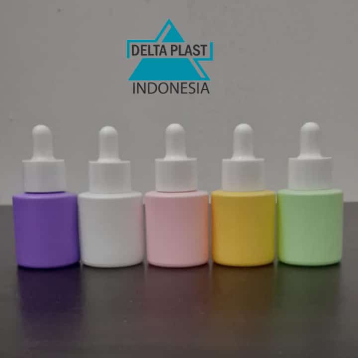 Botol Kaca Pipet 20Ml Bahu Datar Doff / Botol Serum 20Ml Varian Warna