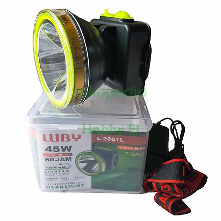 COD Senter Kepala Luby 45 Watt L-2881L LED Putih Cas Anti Air Original