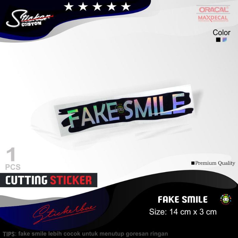 stiker fake smile sticker cutting 14cmx3cm stiker motor dan helm murah