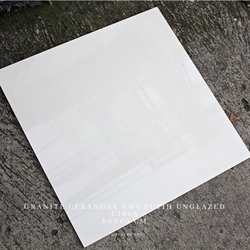 Granit 60x60 Granite CERANOSA KW1 White Putih Corak Unglazed  CJ603 60X60 Granite 60x60 Putih Granit