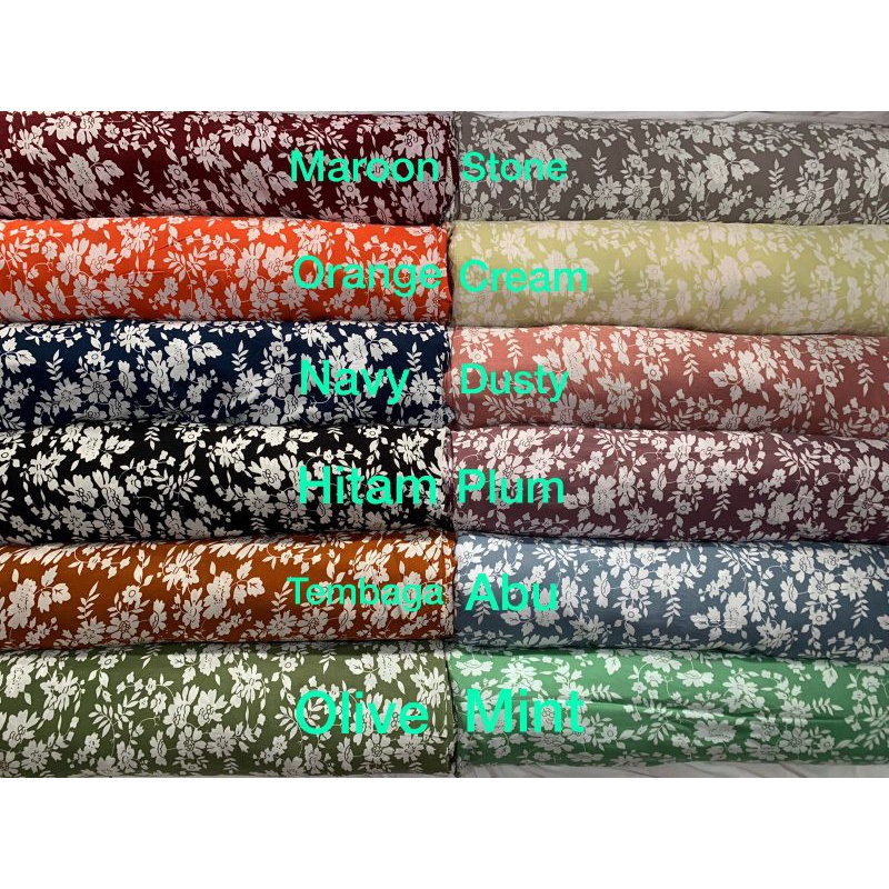 KAIN KATIN RAYON MOTIF BUNGA SAKURA PREMIUM