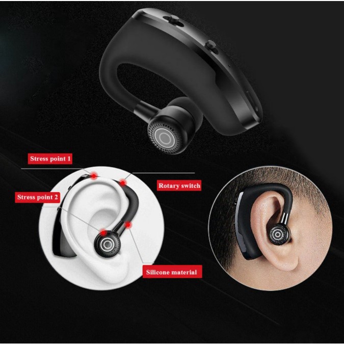 (COD) V9 Bluetooth Earphone 8D Bass Wireless Headset 5.0 Single Business Sport Headphone with Mic