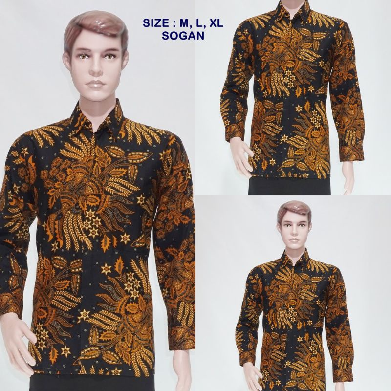 Baju Batik Pria Premium Motif Manggar Sogan Batik Abadi M L XL XXL