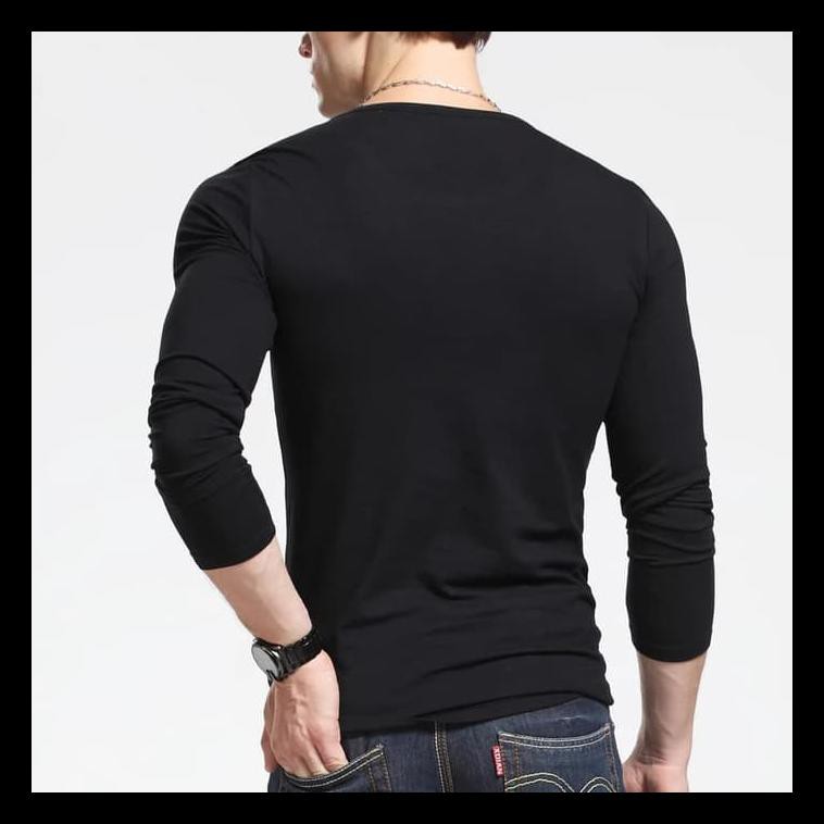 BARU KAOS POLOS LENGAN PANJANG COWOK IMPORT IMPOR TSHIRT SLIMFIT-BAJU OPAL - PUTIH, M KAOS POLO
