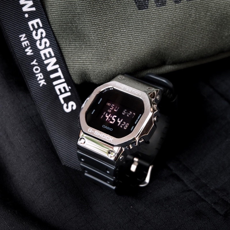 Jam Tangan G-Shock DW-5600BB-1ADR + Custom Bezel Stainless