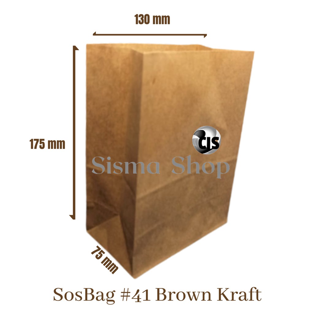 

Paper Bag Coklat #41 - Brown Kraft Kantong Kertas Roti - 100 pcs