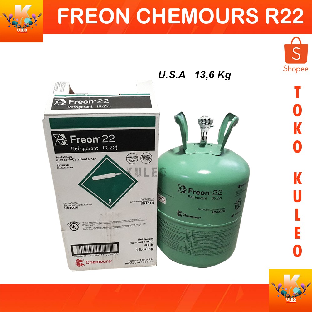 Jual Freon AC CHEMOURS R22 U.S.A 13,6 Kg Original / Asli R 22 | Shopee ...