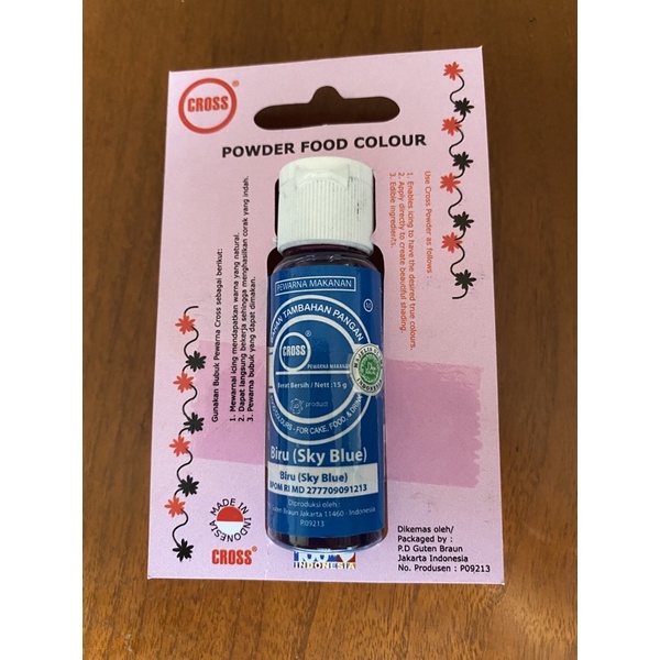 

Cross food coloring powder 15gr Sky blue pewarna makanan bubuk biru muda