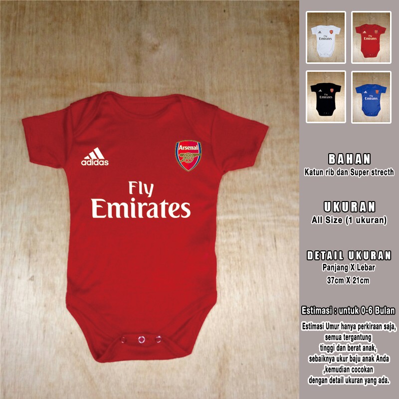  Baju Bola Bayi Arsenal  Jumper Bayi  Romper Bayi  Jersey Bayi  