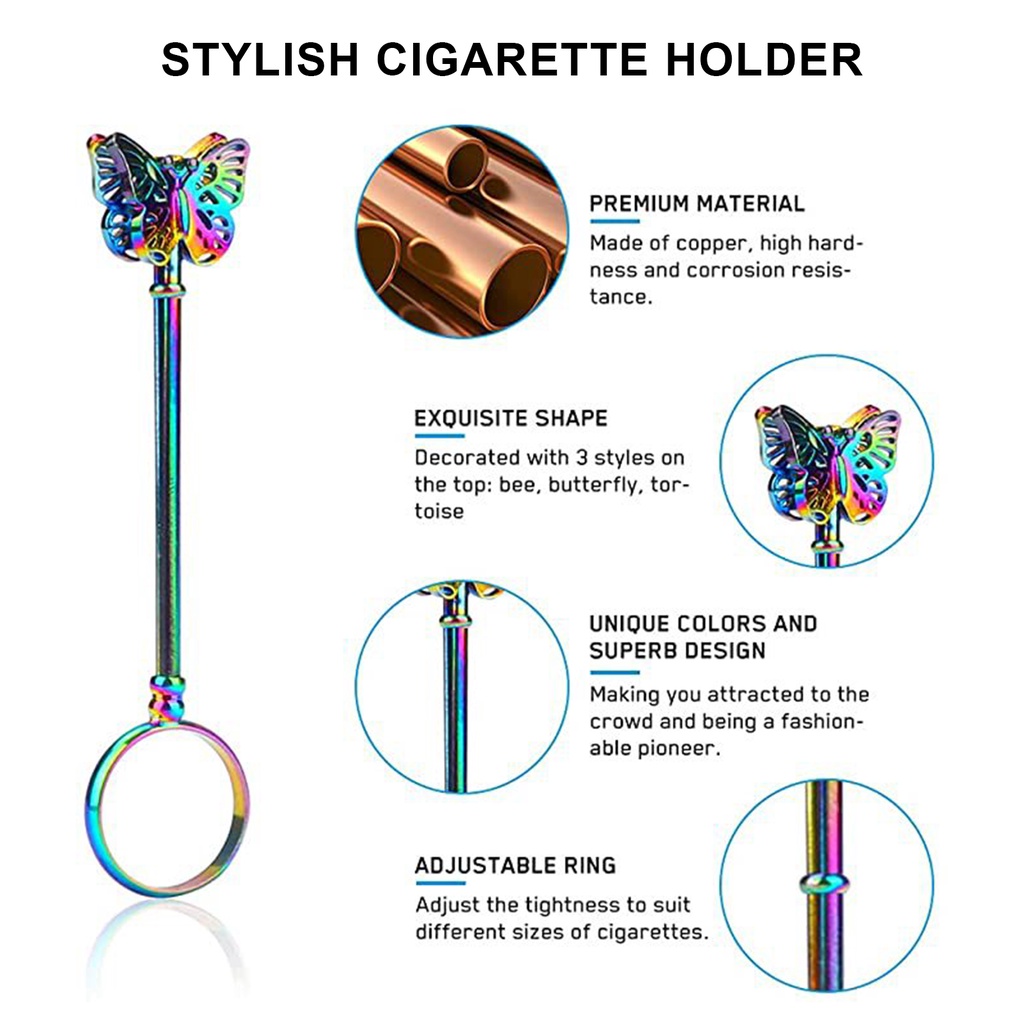 Hu Hu Hu Hu Hu Alat Bantu Pasang Kacamata♡ Cincin Holder Rokok Bentuk Capung Bahan Tembaga Warna Cerah Adjustable