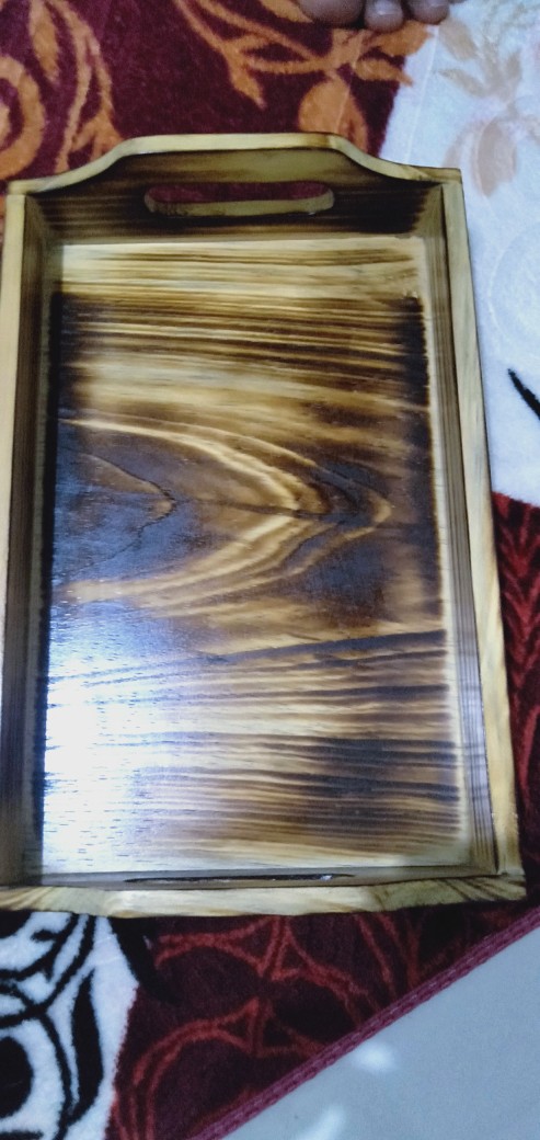 Baki / Nampan / Tray Kayu Motif Bakar Asli, Unik Dan Kuat, Cocok Untuk Kotak Hantaran Motif Bakar