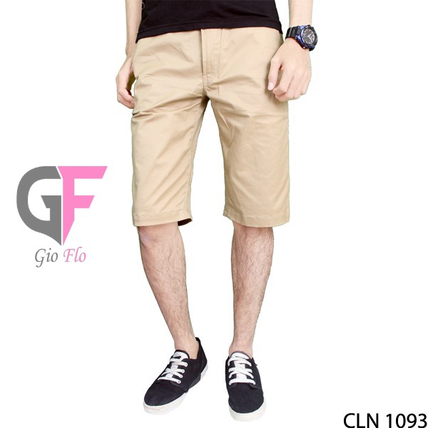 GIOFLO Men Short Chino Pants Celana Pendek Casual Pria Krem / CLN 1093