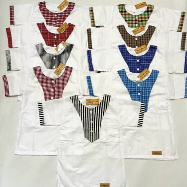 Baju Koko anak putih kombinasi best seller busana muslim anak terlaris