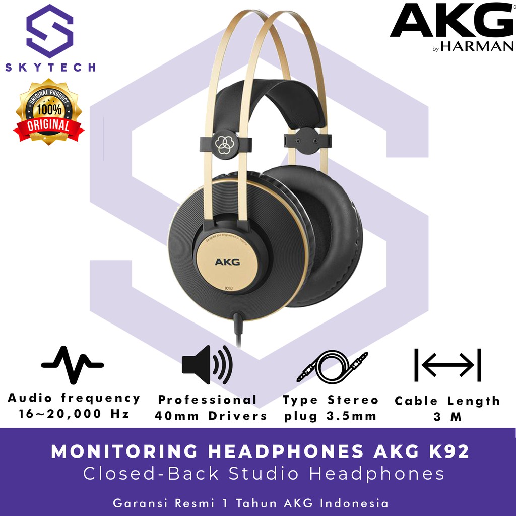 HEADSET AKG K92 PROFESIONAL AUDIO BLACK ORIGINAL GARANSI RESMI