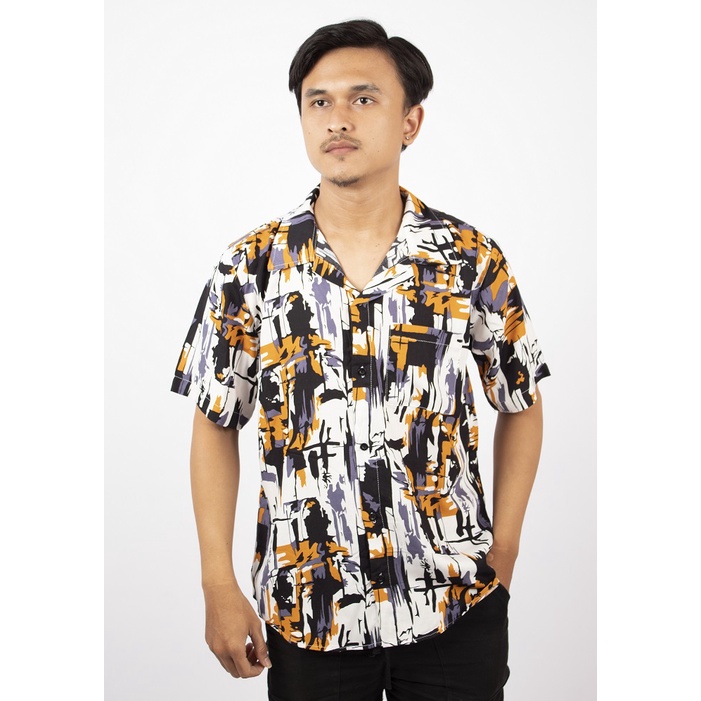 FORTGLASS HAWAI COLOUR KEMEJA PRIA BAJU PANTAI COWO BALI REGGAE COWO PENDEK SANTAI RAYON HALUS