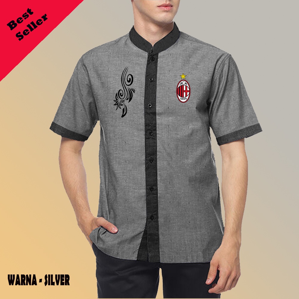 Kemeja Koko Pria Ac Milan Terbaru 2022 Katun nyaman dipakai Dijamin memuaskan / Baju Koko Pria / kem