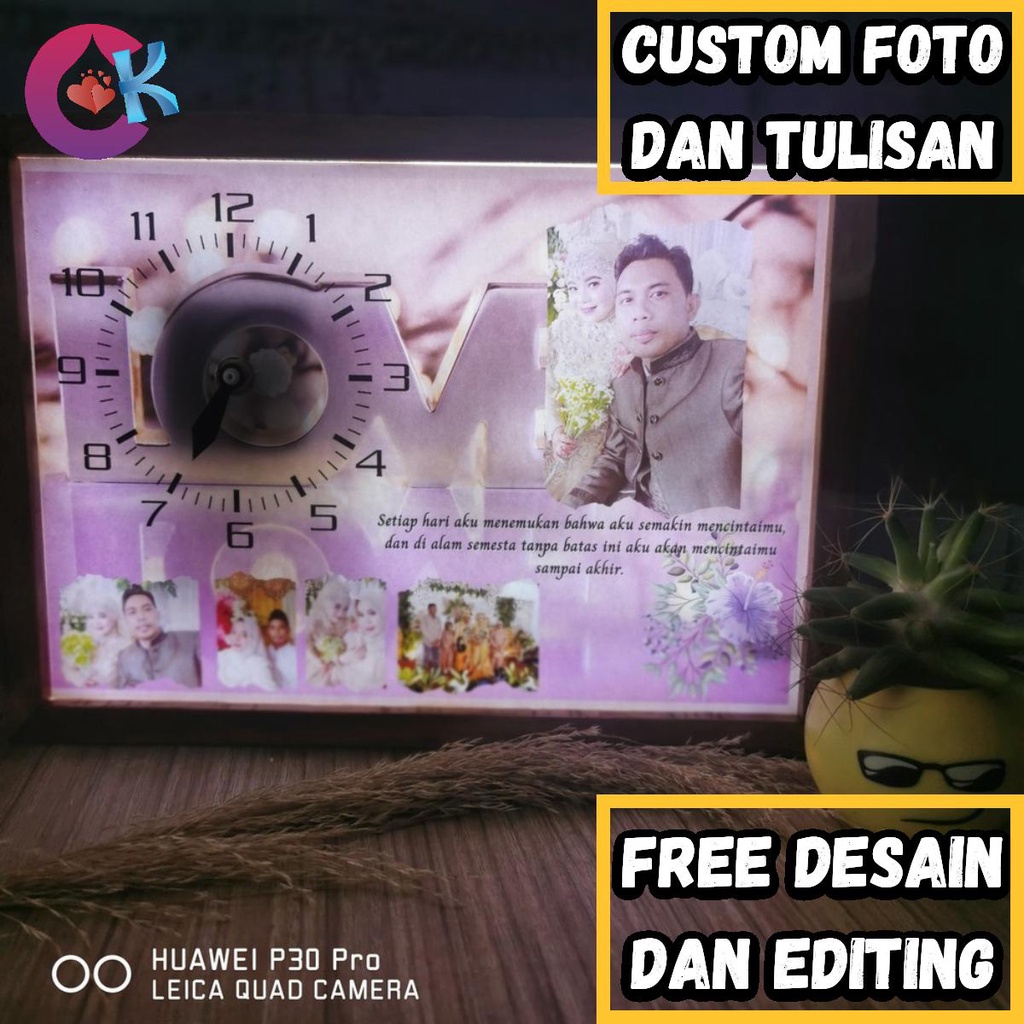 HADIAH ULANG TAHUN ULTAH SUAMI BAPAK PRIA PACAR ANAK COWOK JAM DINDING LAMPU ELEGAN CUSTOM