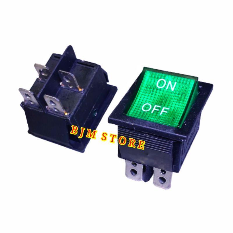 ROCKER POWER SWITCH - SAKLAR LAMPU BESAR 4PIN ON OFF HIJAU