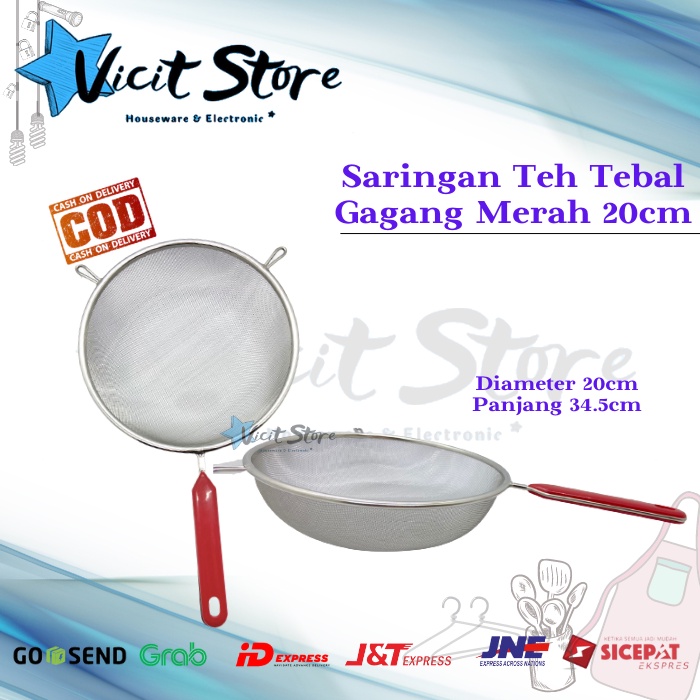 Saringan Teh / Jeruk Gagang Merah Tebal / Saringan Ceko 20cm