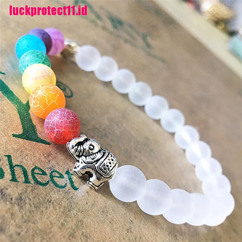 【LUCK】Fashion 7 Chakra Elephant Charm Beaded Bracelet Mala Beads Yoga Energy Bracelet Jewelry