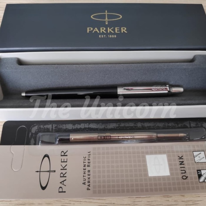 

Pulpen - Paket 1 Klik: 1Pcs Parker Jotter Black Ballpoint+1Pcs Refill Ballpoint