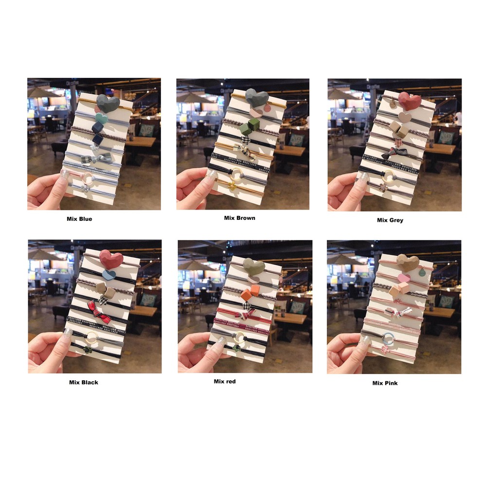 Civeto IK28 Ikat Rambut Mix Pattern Set 8 Pcs-1