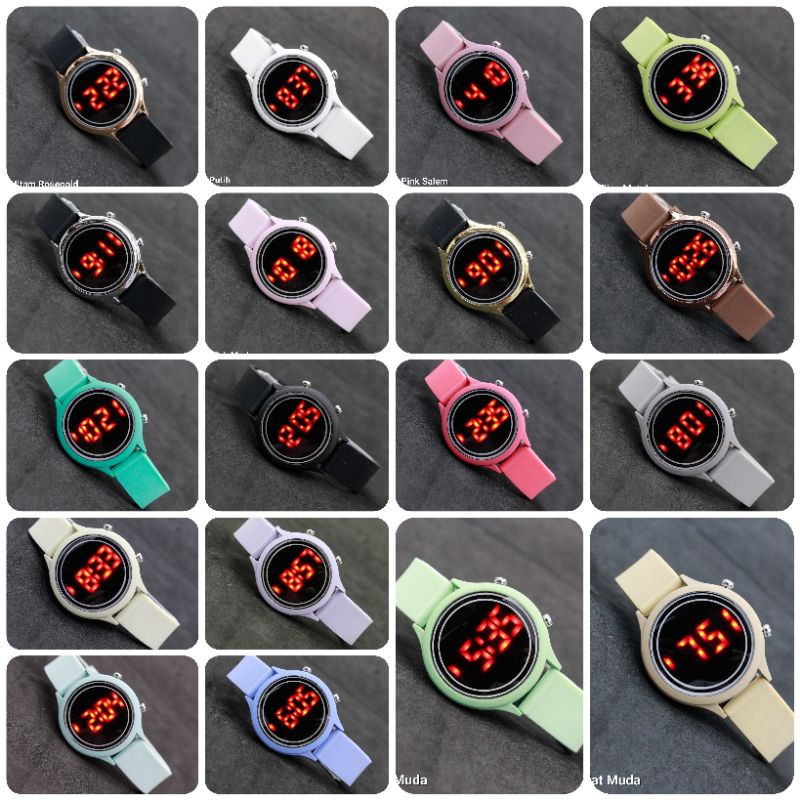 Jam Tangan Unisex Pria Wanita LED Digital Convex Bulat Rubber Strap Terbaru Realpic