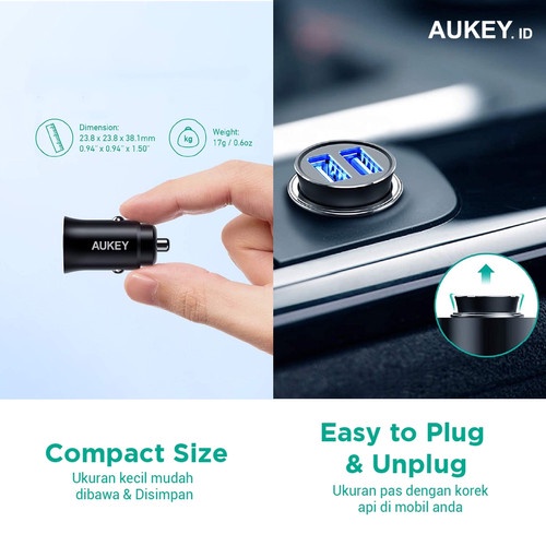 Aukey  Car Charger Mobil CC-Q1 Enduro Duo Series USB-A - 24 watt