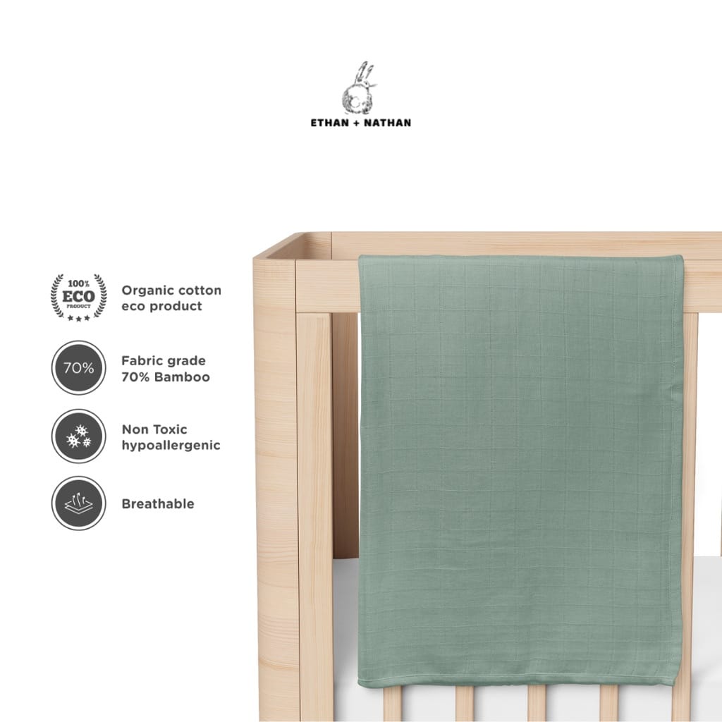 Ethan Nathan Organic Plain Muslin Swaddle - Bedong Bayi Organik ( E-NOPS ) warna dikirim random