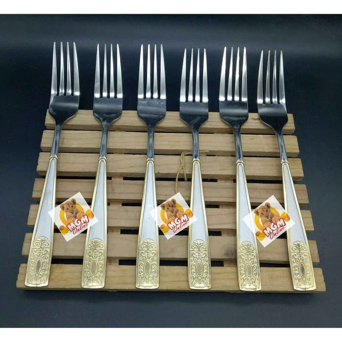 Classic Batik - Garpu Makan lis Emas Gold Dinner fork Gold garpu