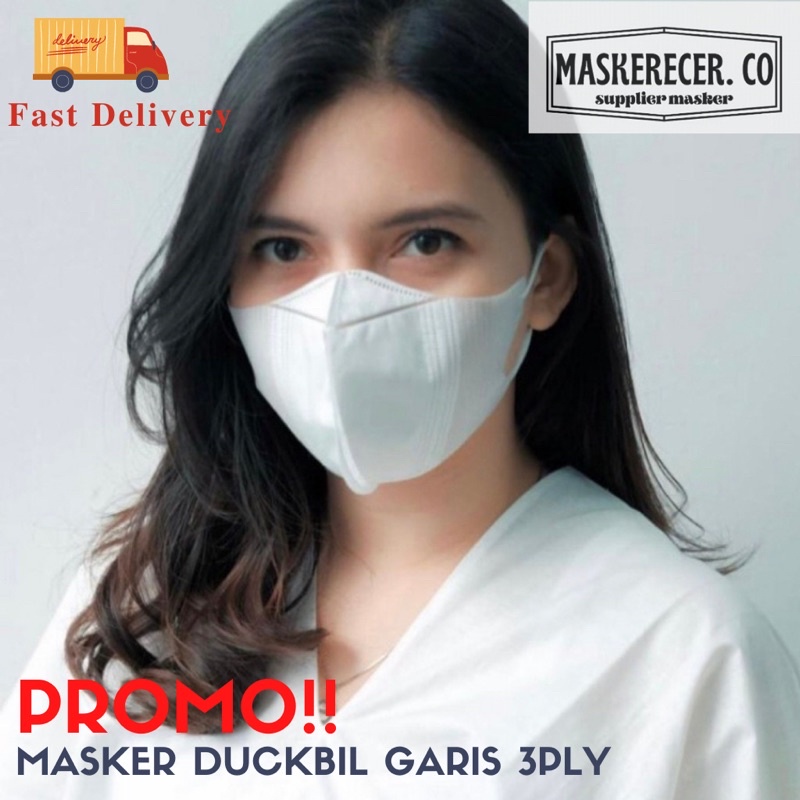 Masker Duckbill ALKINDO Garis 5Pcs Masker Korea Masker Ecer an Masker KF94 Masker KN95 Masker3Ply