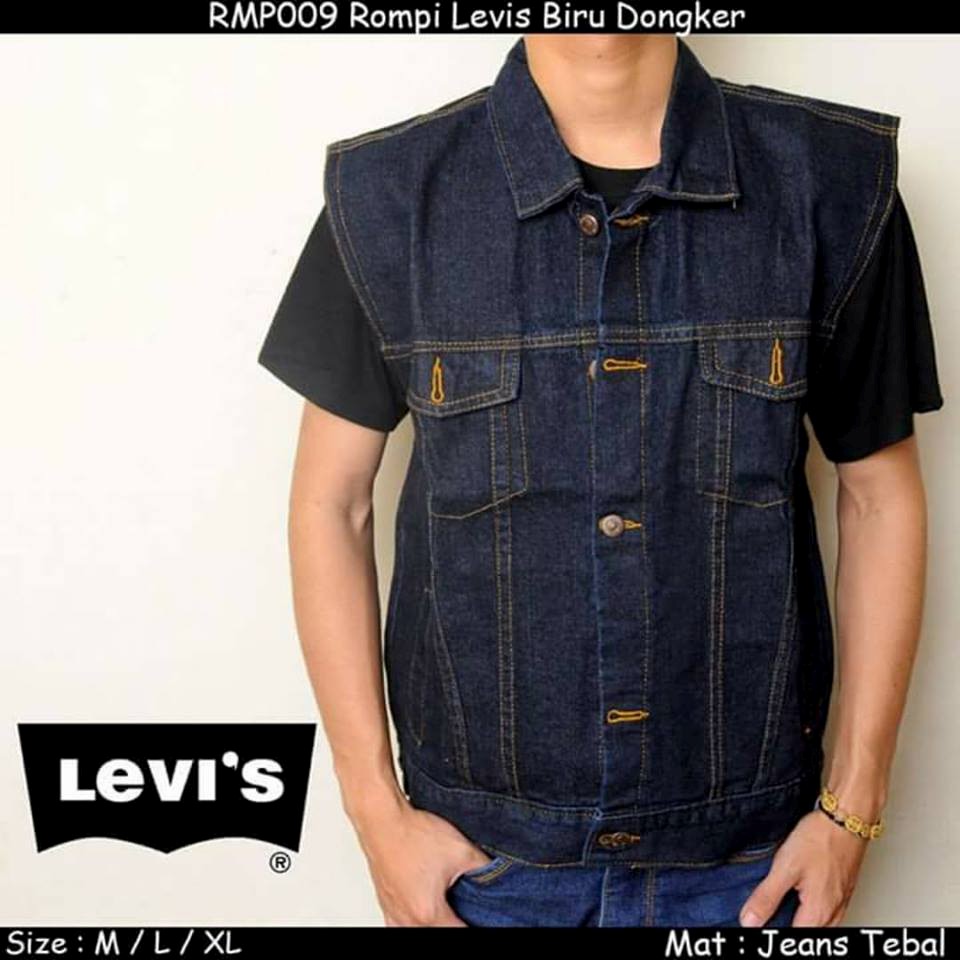 BEST SELLER JAKET ROMPI JEANS LEVIS PRIA BIRU DONGKER KEREN ( BLUEBLACK )