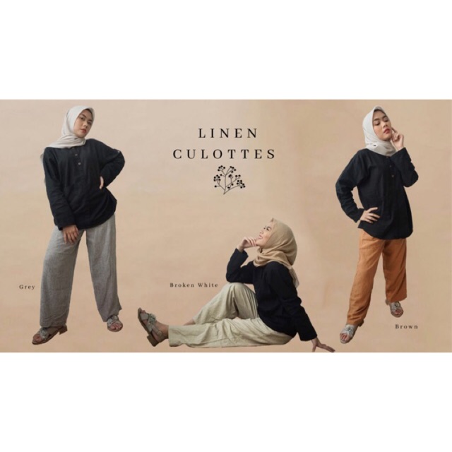 KULOT LINEN / LINEN PANTS / KULOT POLOS / CELANA KULOT PANJANG / CELANA WANITA