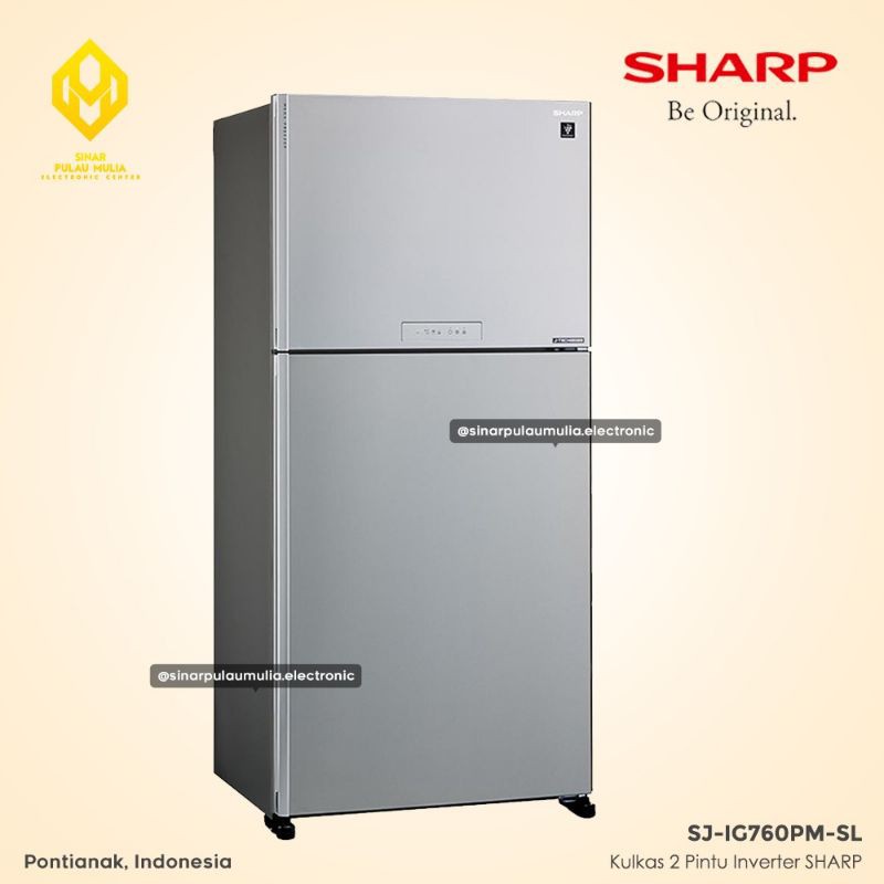 Sharp Kulkas 2 Pintu 570 Liter Inverter - SJ-IG760PM-SL / SJ IG 760 PM SL / SJIG760PMSL