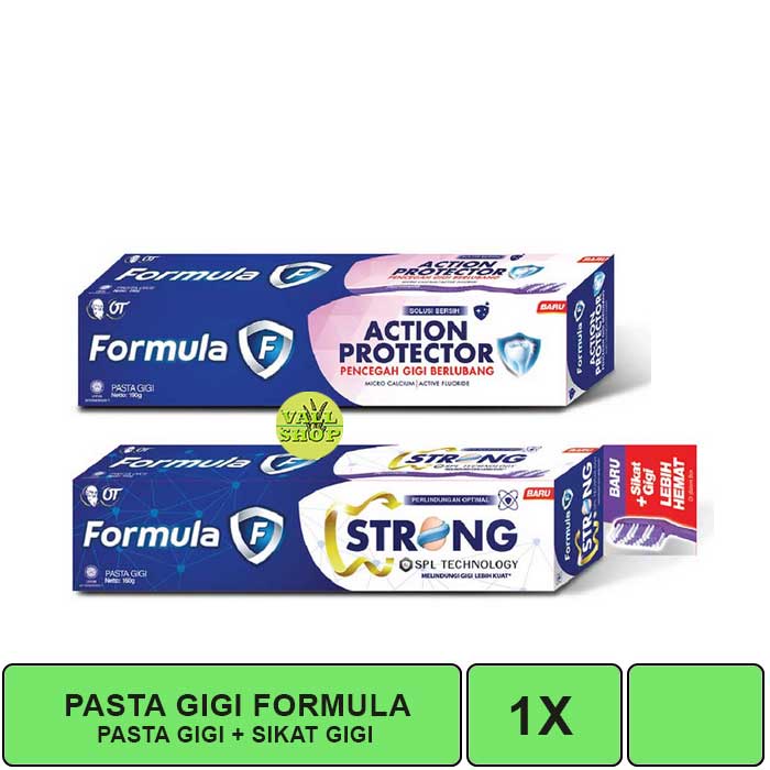 VSHOP. PASTA GIGI FORMULA ACTION PROTECTOR 190 GRAM / ACTION STRONG 160 GRAM + GRATIS SIKAT GIGI