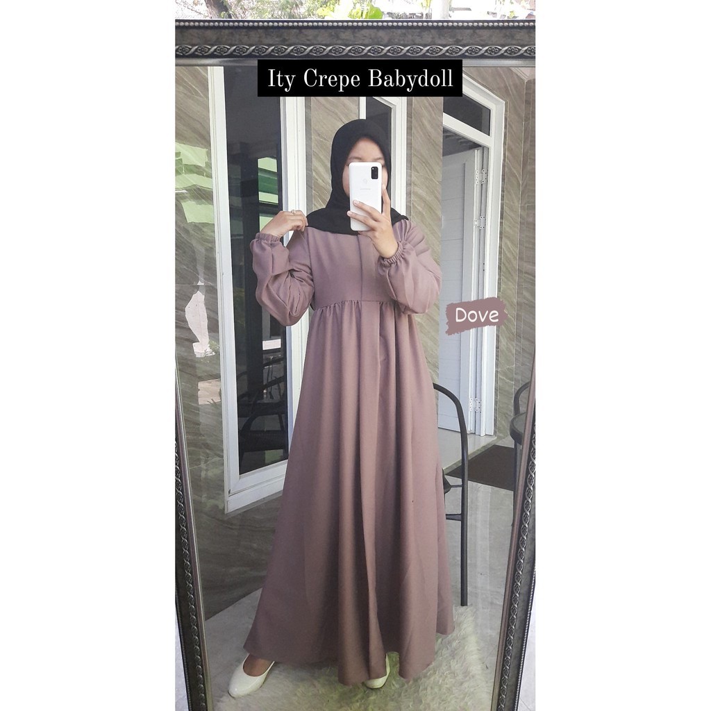 [Promo Flash sale] Gamis Babydol basic polos Ity crepe mewah Seri 1 size S-M-L-XL-XXXL By Delanijab-Basic Dove