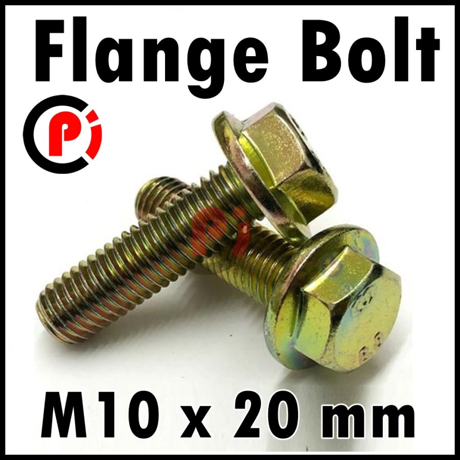 Flange Bolt M10 x 20 mm Baut Flanged M10x20 Panjang 20mm