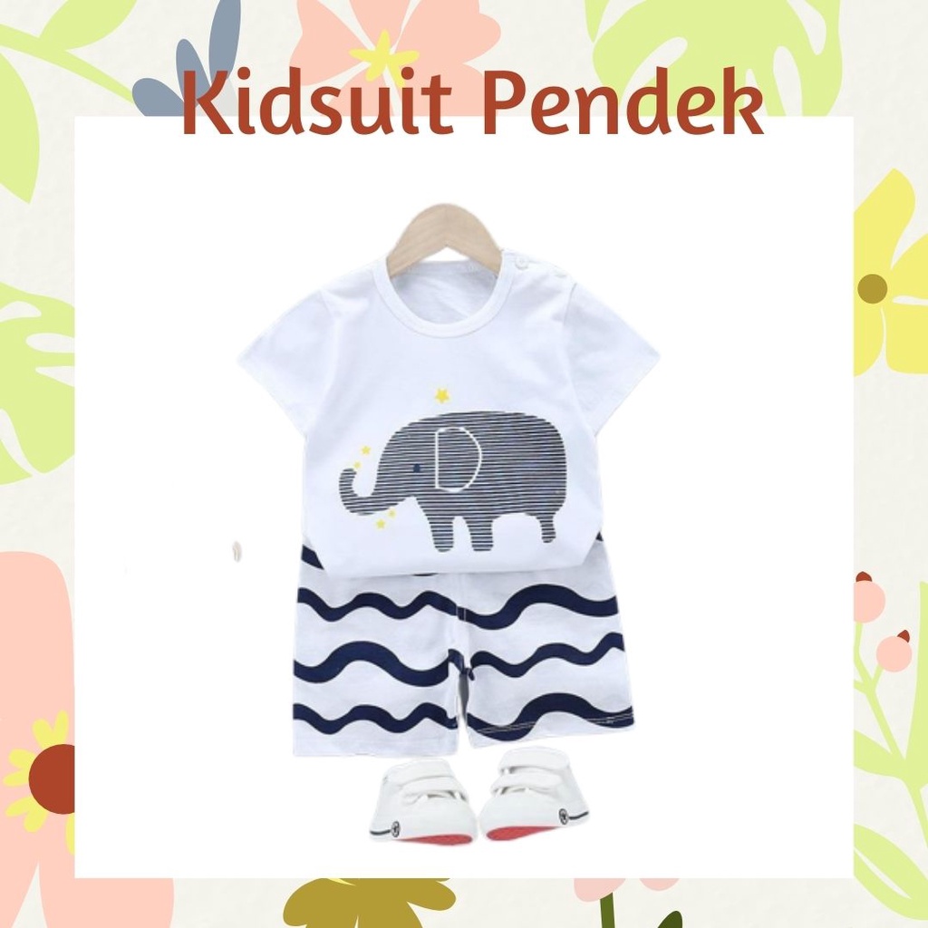 Plazababyku KIDS SUIT PENDEK Setelan Anak Bahan Kaos Lengan + Celana Berkualitas 0-3 Tahun ebv